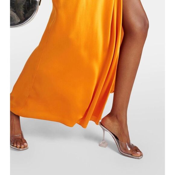 NWT THE SEI Women's Satin Silk Pleated Halter Gown In Mango Size 10 $1125 - Picture 3 of 11
